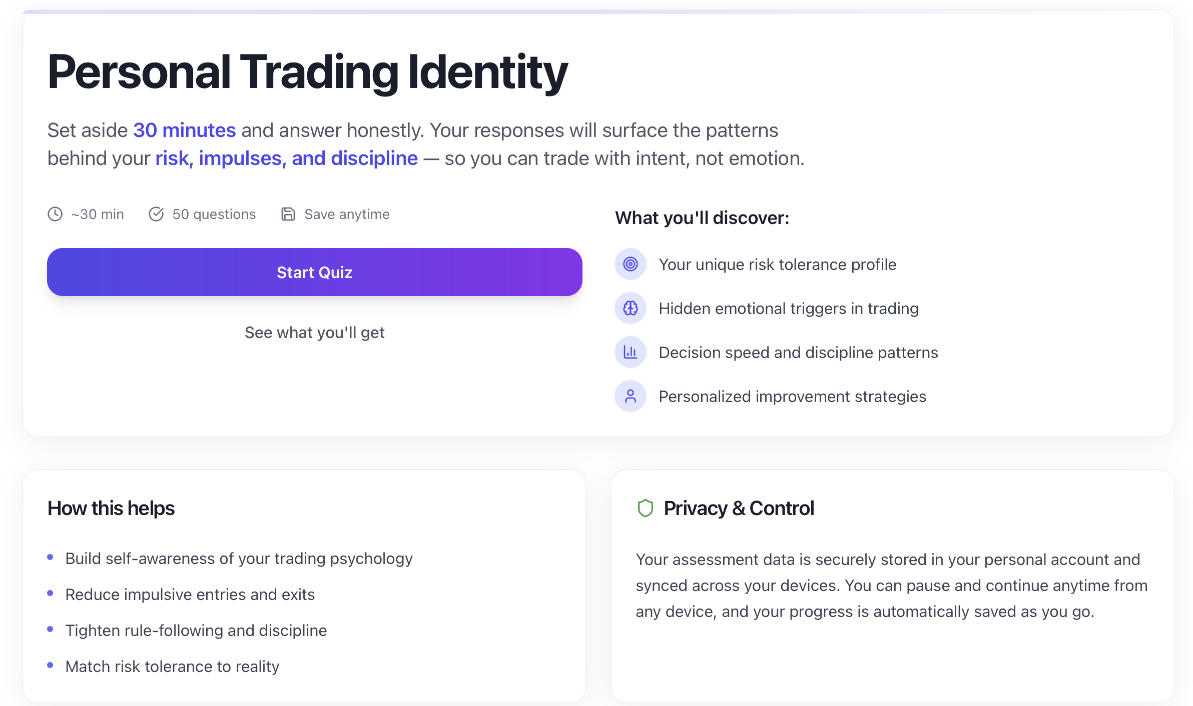 Personal Identity Assessment Dashboard