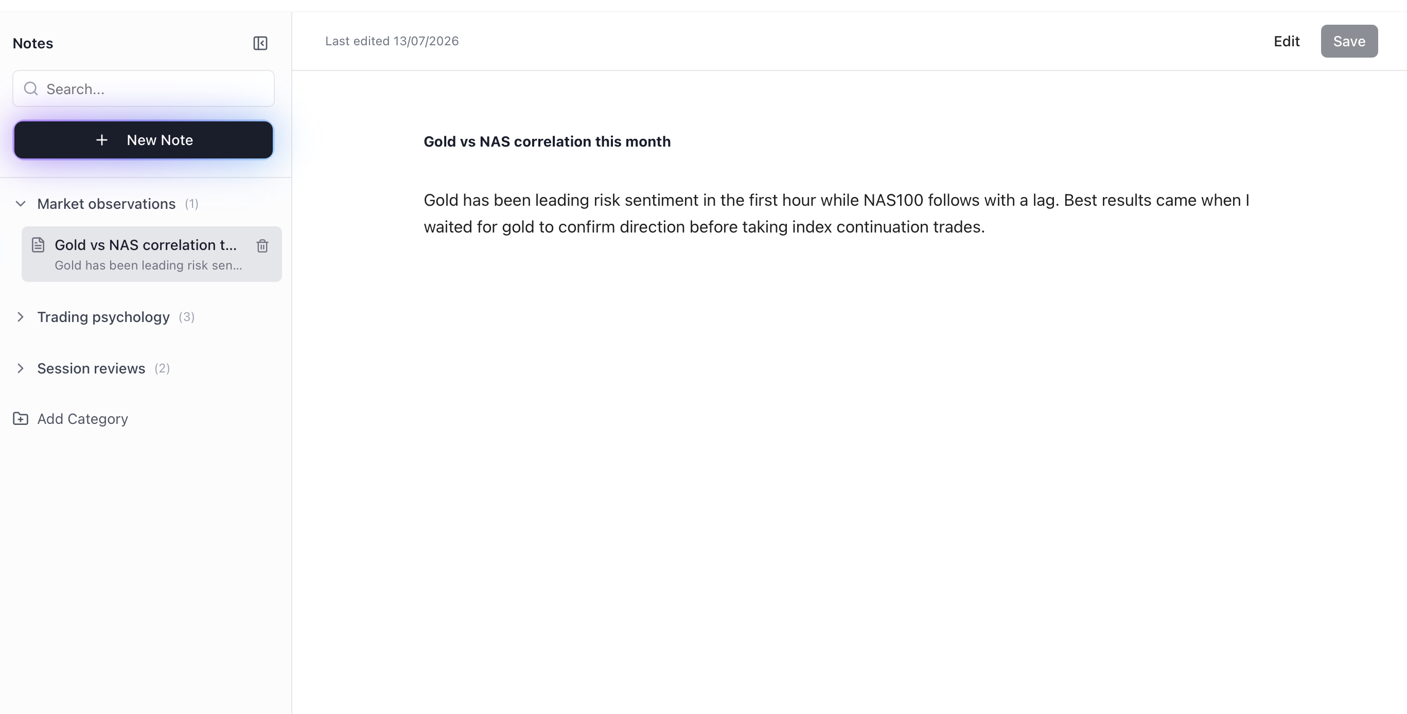 Trading notes and observations
